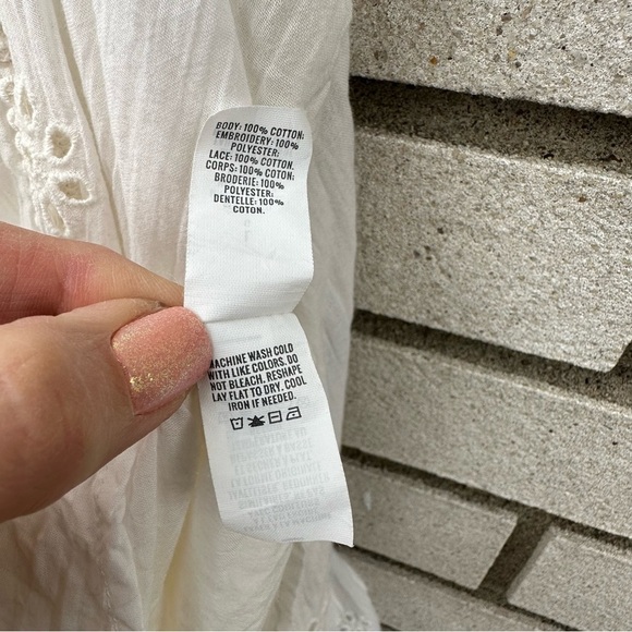 Aerie White Eyelet Cotton Sundress Adjustable Straps Lined Summer Dress Large - Picture 14 of 15